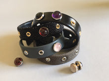 Manchette Fine Galuchat Gris 7 rivets