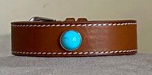 Cuir Gold - Double cabochon Grenat et Turquoise
